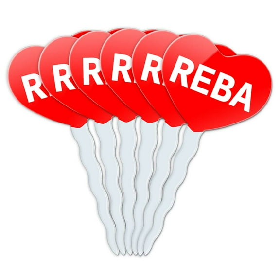 Reba Heart Love Cupcake Picks Toppers - Set of 6