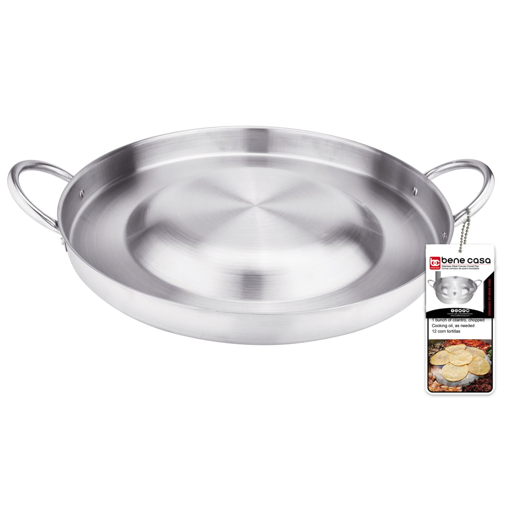Large 22 Inch Round Stainless Steel Comal Wok Griddle Taco Multi Cooker Stir Fry 
