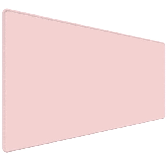 HUADO Extended Desk Mouse Pad, 35.4 x 15.7 inch Large Mat with Non-Slip Rubber Base, Waterproof Stitched Edge, Pink Solid Color for Desktop