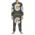 thumbnail image 3 of Salouo Keep Life Simple Daisy Flower Print Button-Front Long Sleeve Pajama Set for Men, Soft 2Pjs Men's Long Sleeve Sleepwear-Medium, 3 of 7