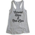 thumbnail image 1 of Curved Hips And Red Lips Tank Top, Ladies Racerback Tank Top, Sassy Lady Tank, Heather Gray, XX-Large, 1 of 3