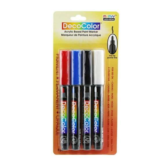 Marvy Uchida® Decocolor® Acrylic Paint Marker 4Pc Fine Point Set