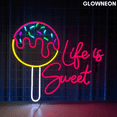 thumbnail image 2 of Glowneon Life Is Sweet Neon Sign, Candy Led Sign, Candy Shop Wall Art, 2 of 5