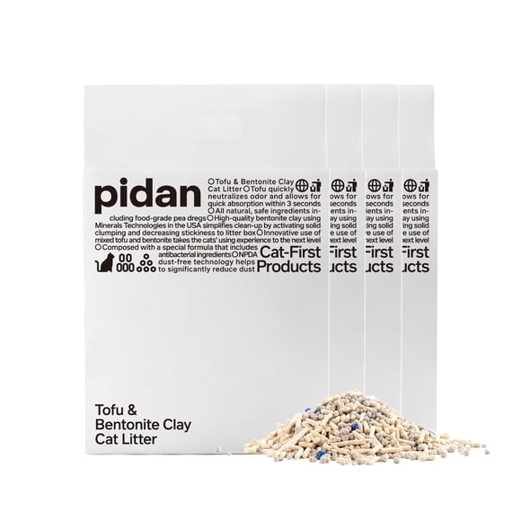 Arena para gatos pidan de tofu y arcilla bentonita, 5.3 lb × 4 bolsas
