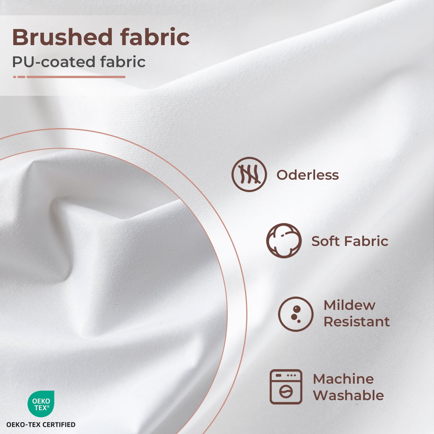 Yiannan Waterproof Fabric Shower Curtain Liner with 3 Magnets,Machine Washable，Mold Resitant,72x72, White