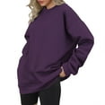 thumbnail image 2 of Women's Solid Color Crewneck Sweatshirt, Soft Long Sleeve Pullover Top for Fall Winter, Casual Comfortable Daily Wear Loungewear, All Season Basic Wardrobe Essential for Women Purple XXL, 2 of 4