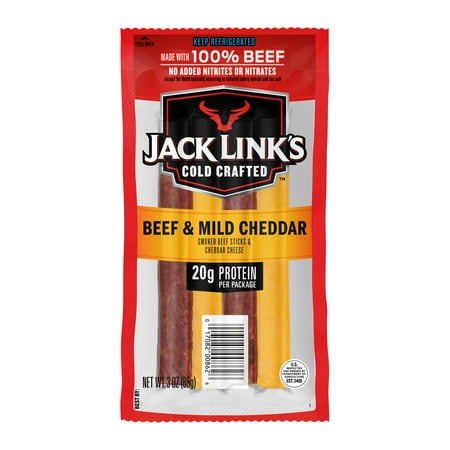 3OZ JACK LINK'S ORIGINAL BEEF AND CHEDDAR CHEESE STICKS 1/1CT