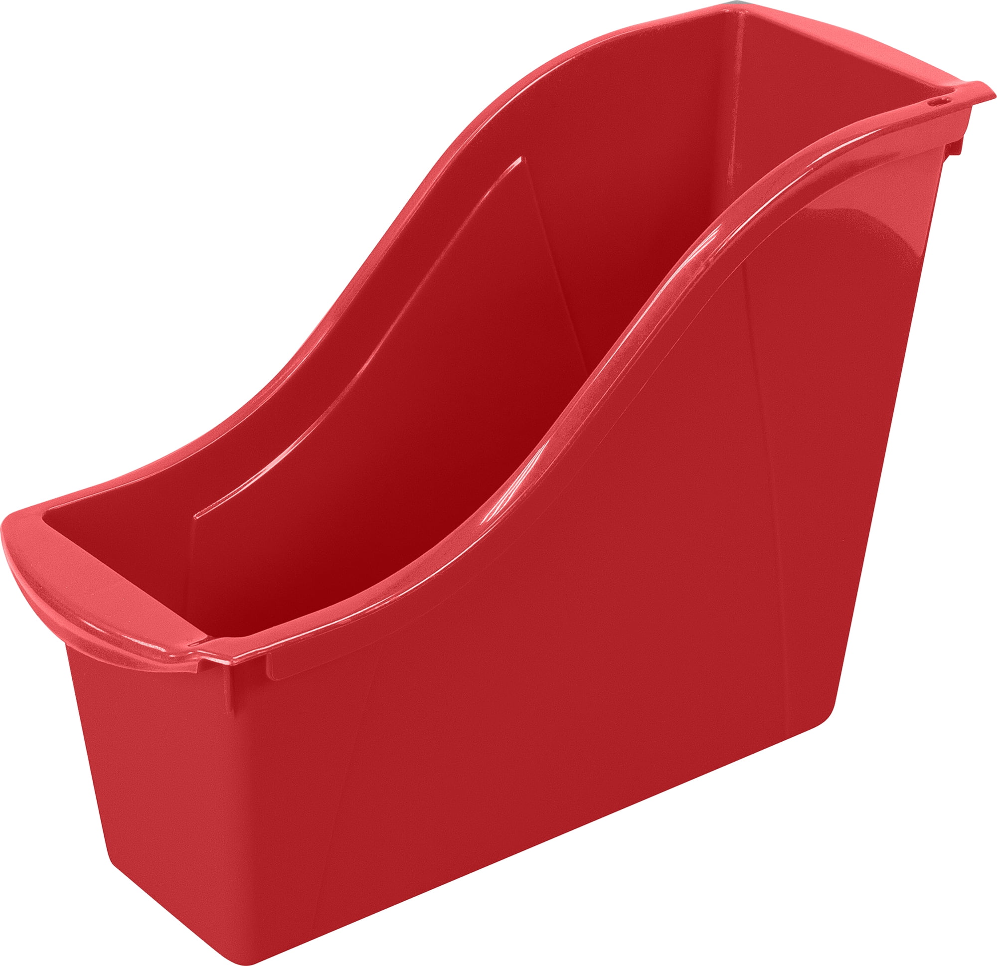 Storex Interlocking Small Book Bin, Plastic Desktop Storage for Letter Paper, Red, 6-Pack