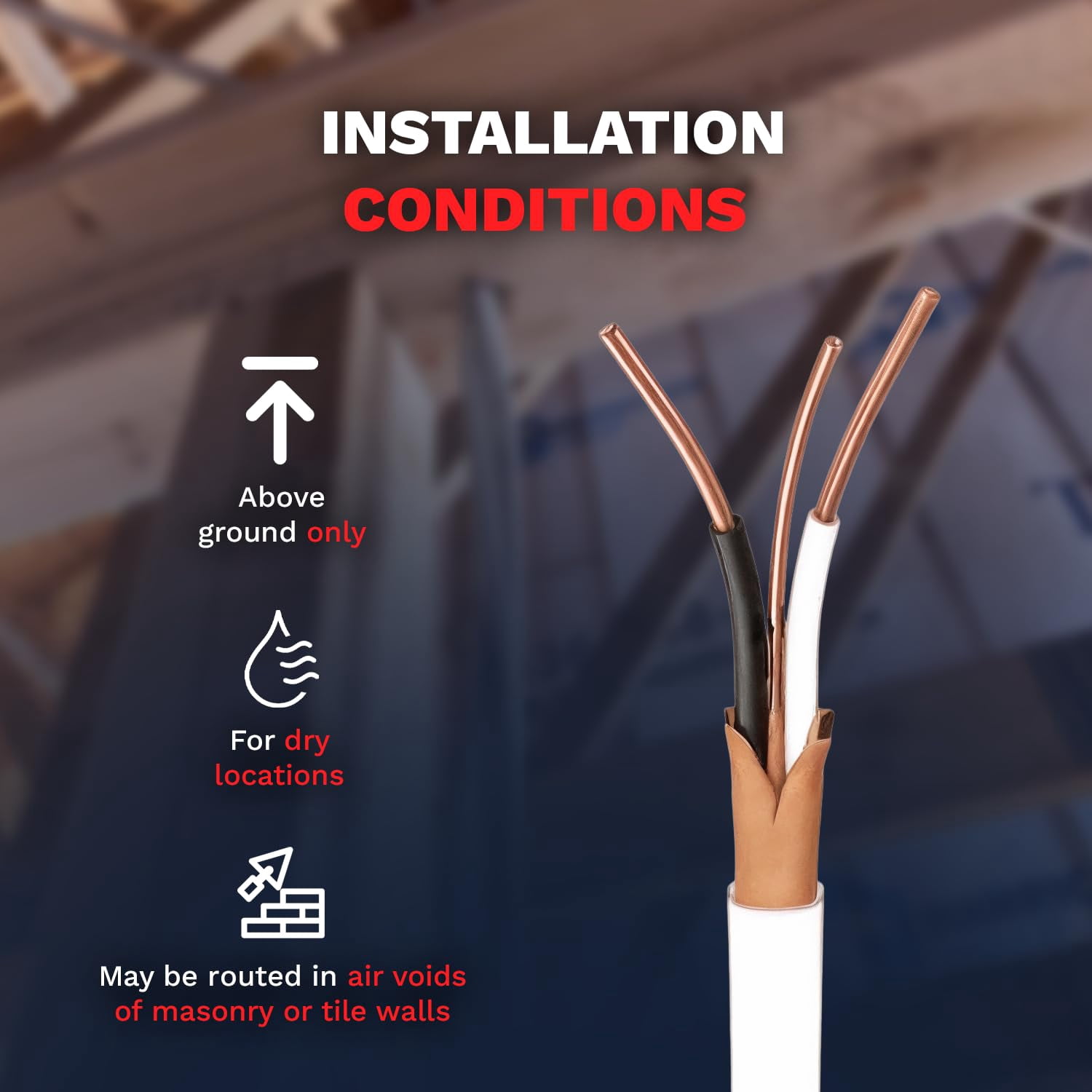Solid Indoor Wire 14/2 W/G NMB Cable 50ft Coil - Copper Building Wire Cable SW 28827423