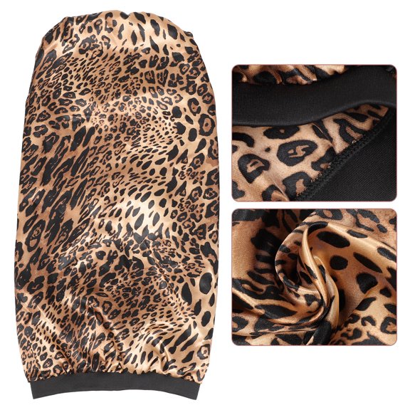 EXHUMKY Hair Sleeping Cap Leopard Print Imitated Silk Fabric 1PC for Women