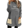 thumbnail image 3 of DDAPJ pyju Yes I'm Still Freezing 24:7 Fuzzy Fleece Pullover Women Long Sleeve Crewneck Sweatshirt Winter Warm Loungwear Tops with Colorblock Pockets Dark Gray XXXL, 3 of 7