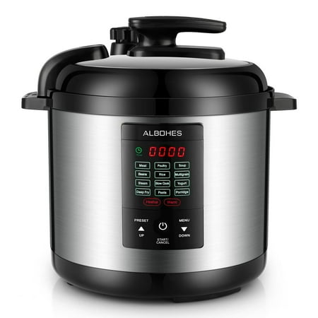 - Best Choice Products 12L 1000W Multifunctional Stainless Steel Non-Stick Electric Pressure Cooker w/ LED Display Screen, 10 Settings, 3 Modes - Silver