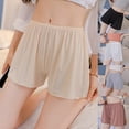 thumbnail image 2 of Women Summer Silky Seamless Safety Pants Solid Color Loose Fit Slip Shorts Anti-Exposed Elastic Waist Underwear Casual Home Lingerie Boyshorts, 2 of 19