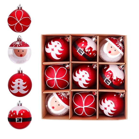 Yuarrent Bolas navideñas irrompibles colgantes de plástico galvanizado, adornos con forma de Claus, decoración del hogar. Kits de decoración para fiestas tipo+1 6CM9 PIEZAS