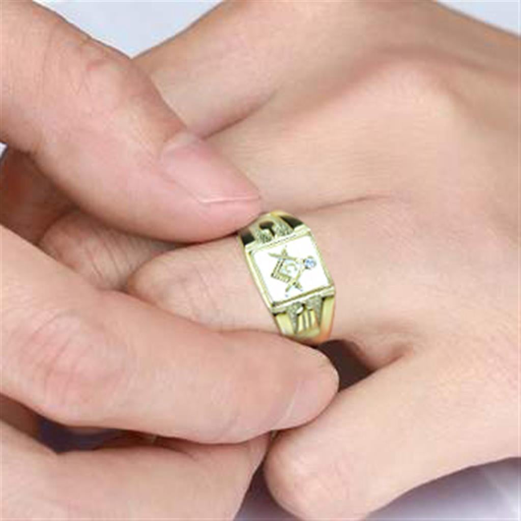 Mens Gold Rings Stainless Steel Masonic Anillo Oro Compromiso Regalo Para Hombre Acero Inoxidable