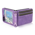 thumbnail image 6 of Wallet Case for Samsung Galaxy Z Flip 6, Pretty Card Package Cover Luxury PU Leather + Hard PC Bumper Ultra-thin Protective with Long Shoulder Strap for Samsung Galaxy Z Flip 6 5G, Purple, 6 of 8