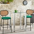 thumbnail image 4 of Costway Set of 2 Bar Stools Faux Leather Bar Height Kitchen Chairs with Rattan Back Green, 4 of 10