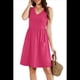thumbnail image 2 of Vestidos de Verano para Mujer 2025, Informales, Sin Mangas, para Vacaciones en la Playa, Fluidos, Midi, con Bolsillos. Rosa Roja S, 2 of 6