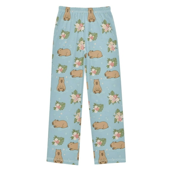 joogoo Capybara and Flowers Pajama Pants Pj Bottoms Sleepwear Lounge L