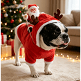 thumbnail image 3 of Dog Christmas Santa Riding Costume, Cute Holiday Party Cosplay Clothes for Puppy Cat, 3 of 5