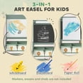 thumbnail image 3 of Qaba Kids Easel, 3-in-1 Double-Sided Art Easel with Paper Roll, Whiteboard & Chalkboard, Storage Baskets for Toddlers Ages 3-8, Green, 3 of 9