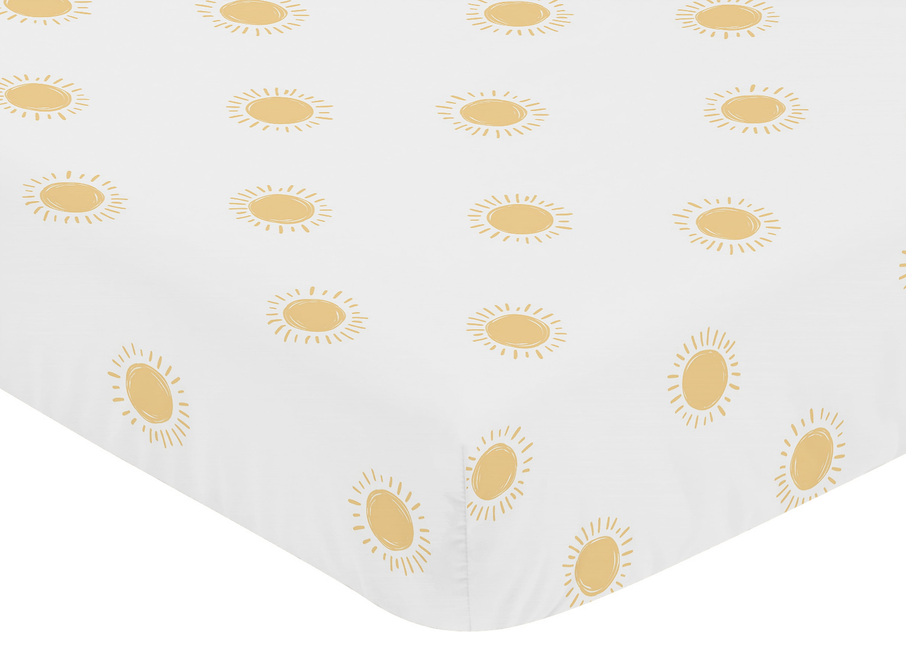Sweet Jojo Designs Boho Sun Yellow and White Fitted Crib Sheet