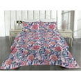 thumbnail image 2 of Ambesonne Peony Pattern Quilted Bedspread Set 3 Pcs, Jungle Boho Flowers, King, Indigo Pale Pink Lilac, 2 of 4