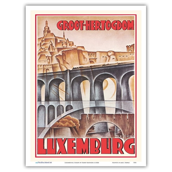 Luxembourg (Luxemburg) Europe - Grand Duchy (Groothertogdom) - Vintage Travel Poster by Harry Rabinger c.1920s - Master Art Print (Unframed) 9in x 12in