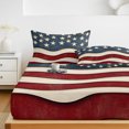 thumbnail image 6 of Twin XL Size Fitted Sheet Set - Retro American Flag 2 Piece Bedding Sets 16" Deep Pocket Fitted Sheet with 1 Pillowcases, White Star Red Blue US Flag Brushed Microfiber Hotel Luxury Bed Sheets, 6 of 9