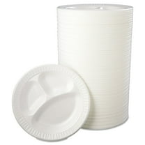 Dart 10CPWQR 10.25 in. Diameter 3 Compartment Quiet Class Laminated Foam Dinnerware Plates - White (500/Carton)