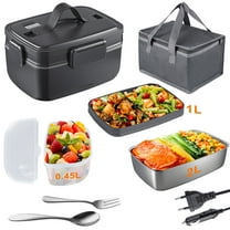 FOUKUS Heated Lunch Box 3L Electric Lunchbox for Adults - Self Heating Portable Food Warmer with Stainless Steel Containers, Insulated Bag & Cutlery Set - Car & Office Bento Heating for Men at Work