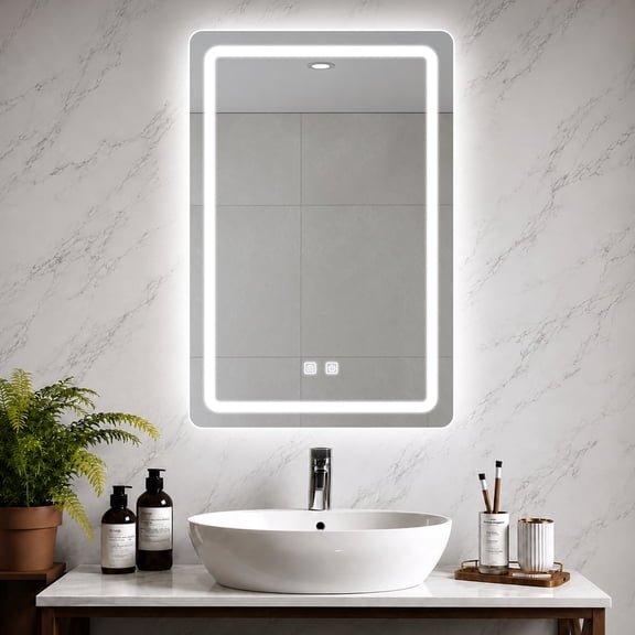 WARM&LOVE 20x28 Inch LED Bathroom Mirror, Anti-Fog Vanity Mirror with 3 Color Adjustable Light, Touch Control, Wall Mounted