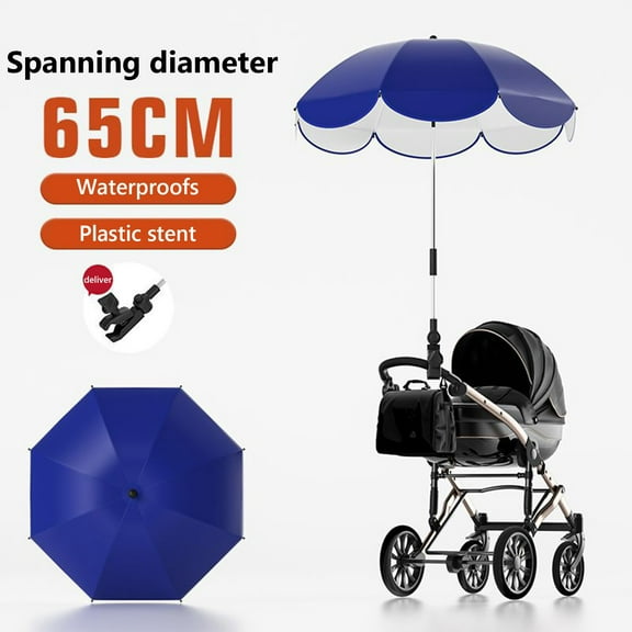 Stroller Sun Cover Umbrella Clip On Sun Shade Blackout Blind UV Rain Protection Umbrella for Strollers Bicycle Baby Carriage Cart