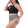thumbnail image 2 of DARING DIVA Plus Size Halter Ruched Bathing Suit Set for Women 3X Black White, 2 of 5