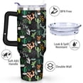 thumbnail image 3 of 40oz Party Cactus Decor Stainless Steel Flip Straw Tumbler Spill Proof Travel Cup Double Wall Vacuum Insulated Coffee Mug with Top Handle, 3 of 6