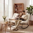 thumbnail image 6 of Oversized Outdoor Rocking Chair with Thick Cushion, Wicker Papasan Rocking Chair for Patio Garden, Heavy Duty Metal Frame 450 lbs Capacity, Reading Lounge Chair for Indoor Outdoor, 6 of 6