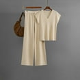 thumbnail image 2 of zfwon Sweater Sets Women 2 Piece Outfits Loungewear Slim Fit Sleeveless V-Neck Knitted Tank Tops and Drawstring Wide Leg Trousers Matching Sets Lightweight for Women Holiday Nightwear, 2 of 8