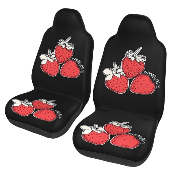 KAKALAD Three Strawberries Car Accessories Seat Covers Set Vehicle Seat Covers Universal Front Seats Protector 2 Pcs