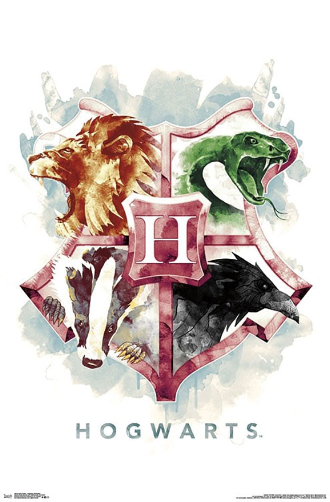 Harry Potter Hogwarts Crest (Watercolor) 22x34 Poster - Walmart.com
