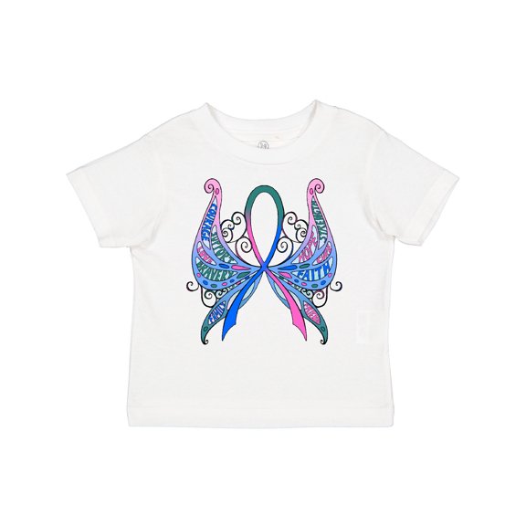 Inktastic Thyroid Cancer Awareness with Butterfly Ribbon Words Boys or Girls Toddler T-Shirt