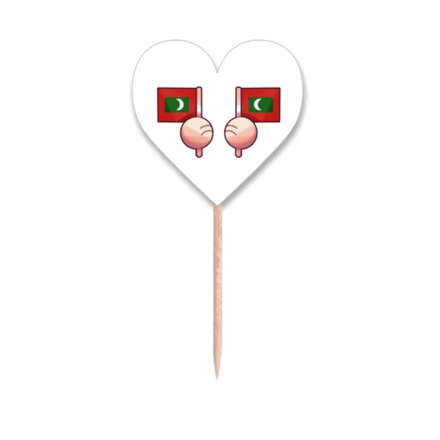 Maldives Drapeau les Cure-Dents Drapeaux Cœur Pics à Cupcakes
