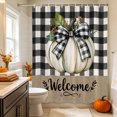 thumbnail image 6 of Thanksgiving Shower Curtains for Bathroom, Fall White Pumpkin Leaves Black Plaid Waterproof Fabric Shower Curtain, Decorative Bathroom Curtain for Bathtub, 36"x72", No Hooks Included, 6 of 9