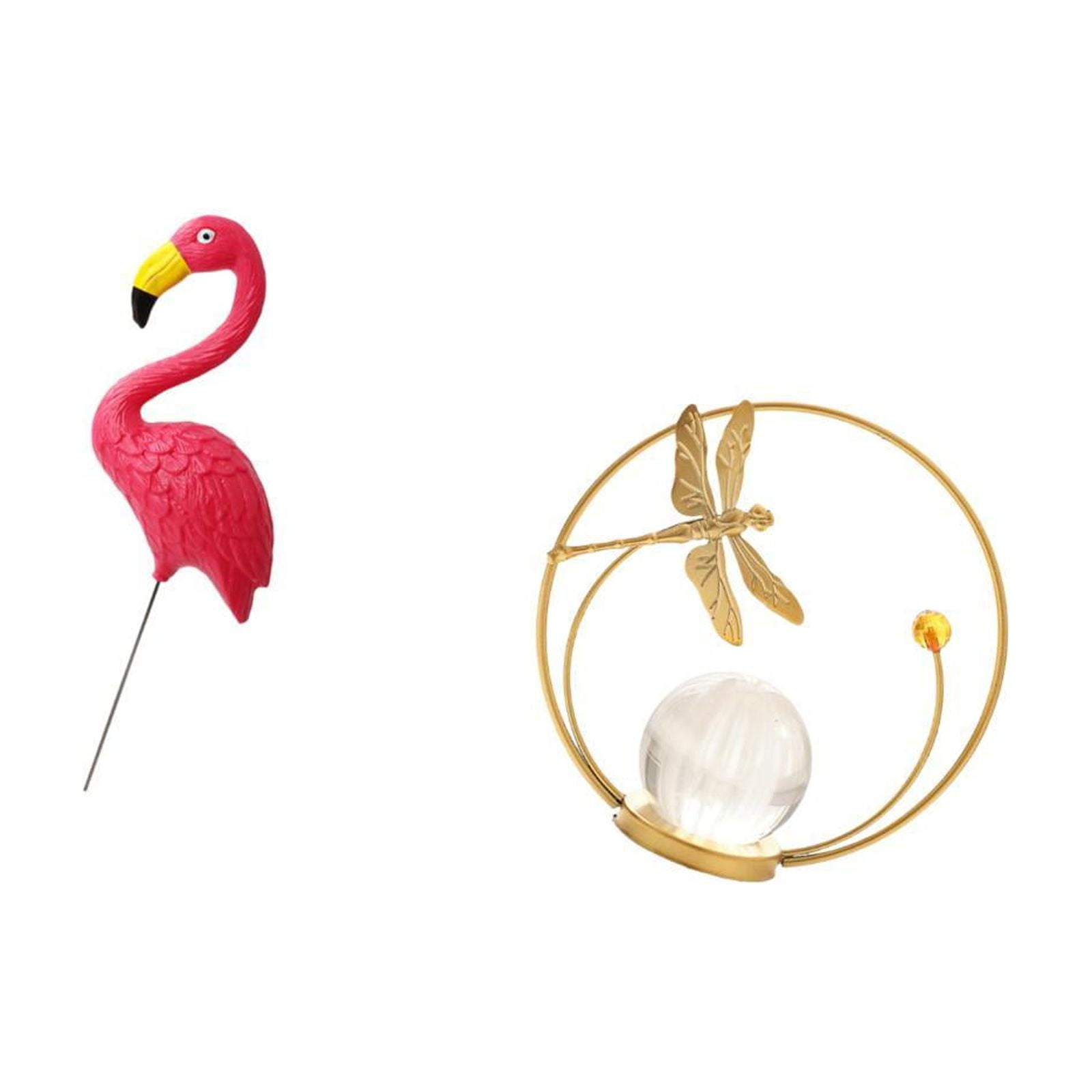 simhoa Flamingo Crystal Figurine Garden Sculpture Ornament for Holiday Spring Yard Art Metal Statue Stand Indoor Outdoor Decor Accessories