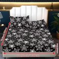 thumbnail image 2 of Bulopur Pentagram King Sheet Set Soft Fade Resistant 3 Pieces Bed Sheets Set All Around Elastic Fitted Bedsheet & Pillowcases Home Decor for King Size Bed, 2 of 5