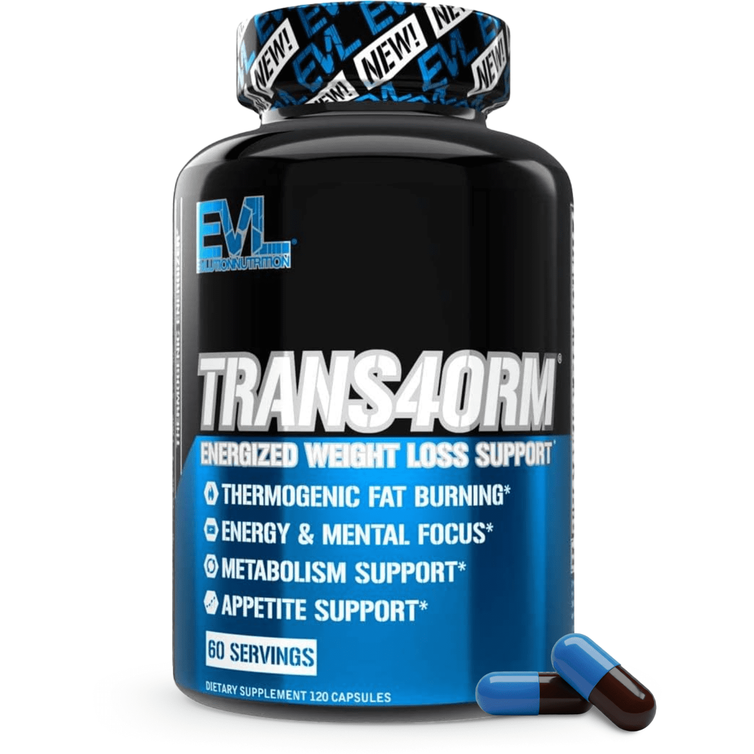 Trans4orm Thermogenic Fat Burner Supplement - EVL Nutrition Weight Loss Pills Metabolism Booster - Appetite Suppressant for Weight Loss Diet Pills for Men & Women (60 Servings)