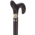 thumbnail image 6 of Stylish Soft Genuine Leather Grip Black Cane - Comfortable Leather Handle & Shaft - Luxurious Black Derby Handle - Silver & Brass Collar - 37.5 Inches Long, 6 of 7