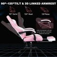 thumbnail image 4 of Ergonomic Gaming Chair with Lumbar Massage & 3D Adjustable Headrest, Racing Style Computer Chair with Footrest for Adults - Pink White, 4 of 8