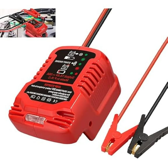 0829 Jump Starter Adapter for Craftsman 20V V20 Li-ion Battery Powered with Jumper Cable Clamps Portable Car Charger Jump Starter(Battery Not Included)