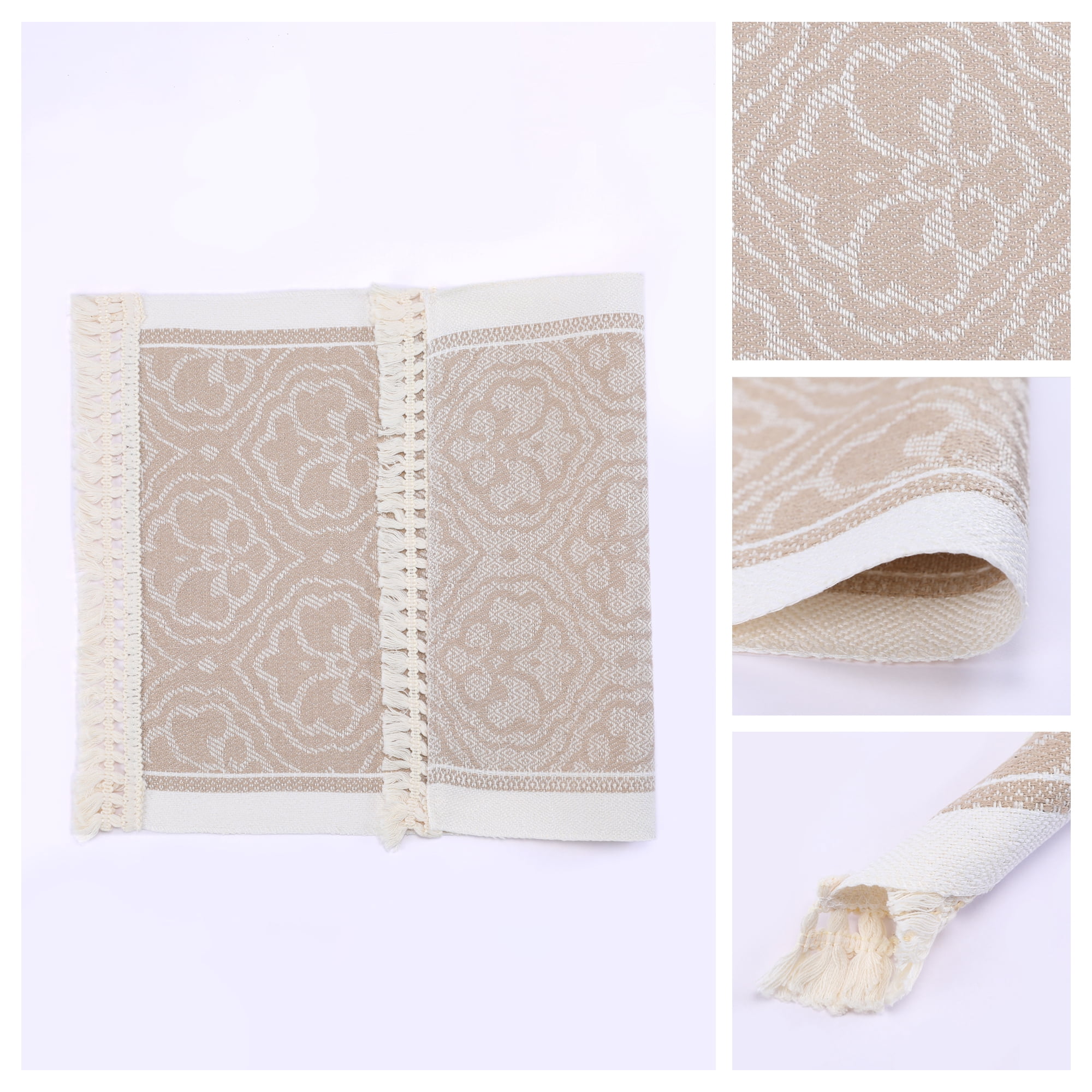 Unique Bargains Set of 4 Linen Farmhouse Placemats Light Green 17.7x13.8inch
