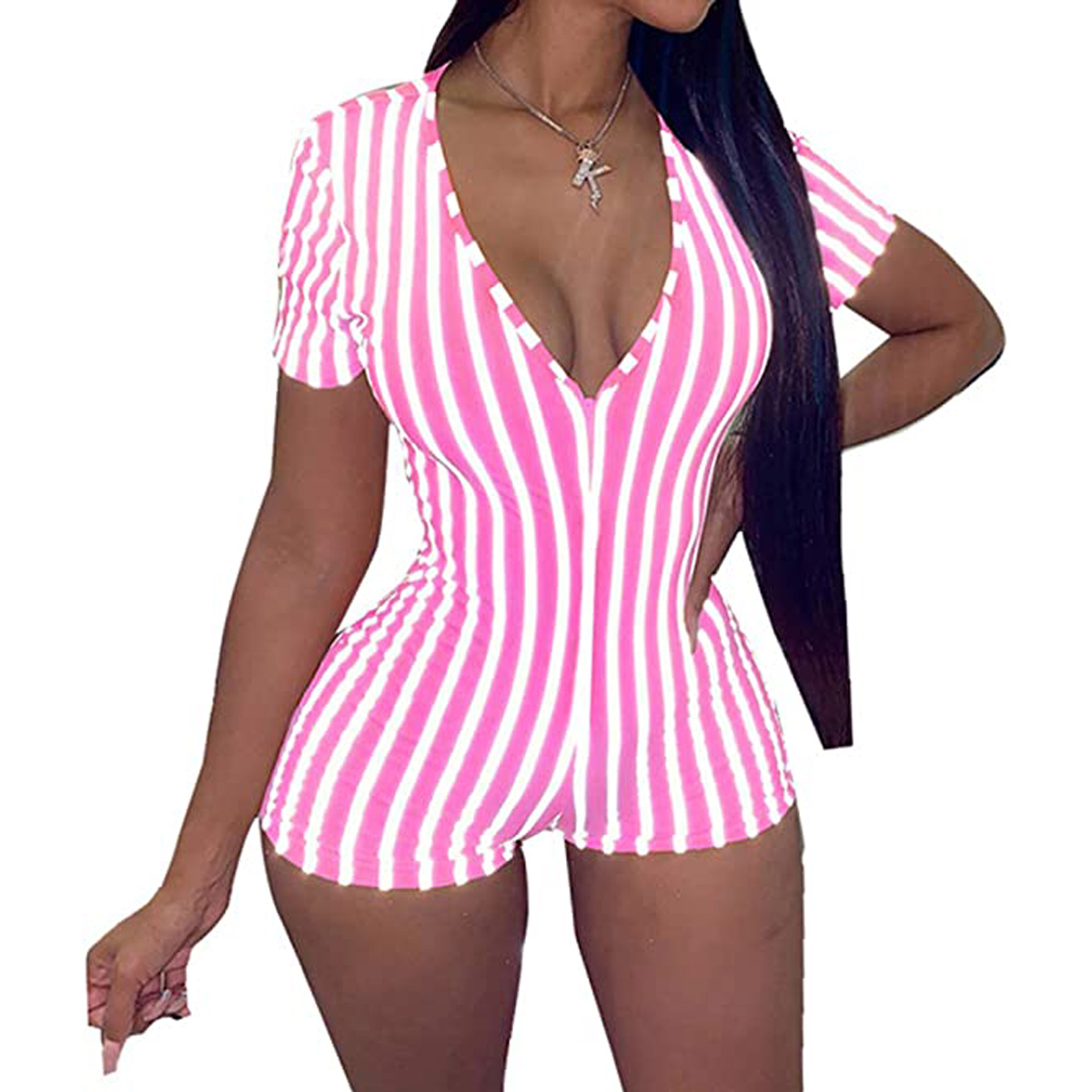 striped one piece jumpsuit